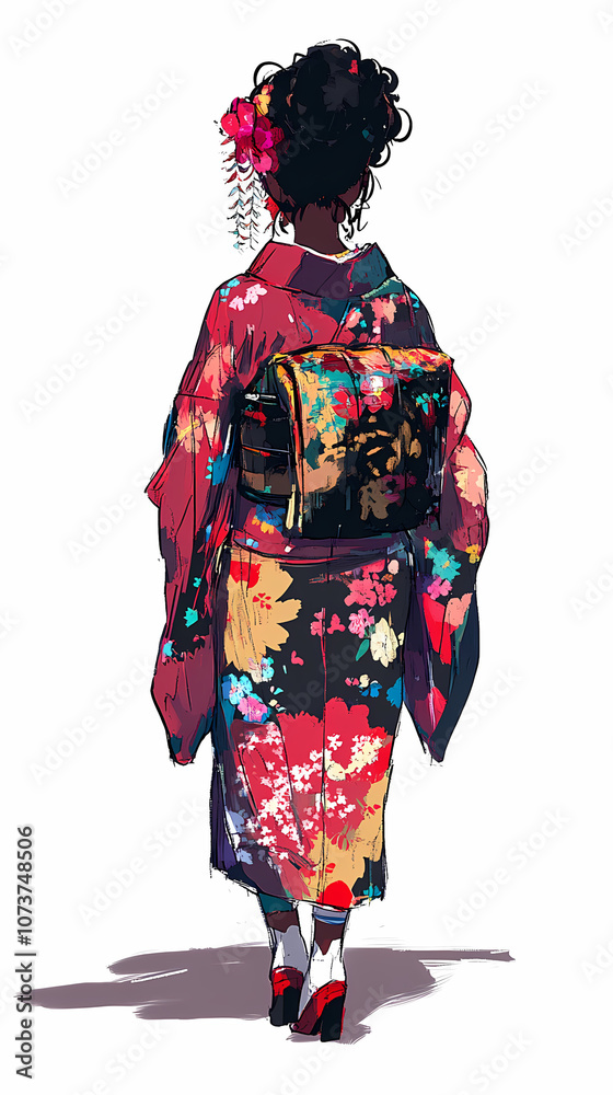 Beautiful Anime Manga Woman in a Traditional Kimono Beautiful Anime Manga Woman in a Traditional Kimono