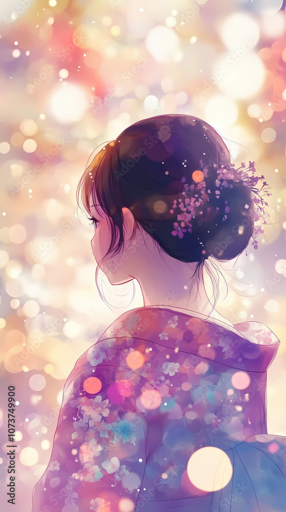 Beautiful Anime Woman in Kimono: Japanese-Inspired Art Beautiful Anime Woman in Kimono: Japanese-Inspired Art
