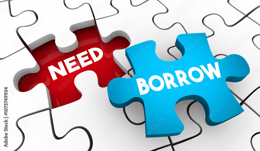 Borrow Lend Loan Money Meet a Need Puzzle Piece Hole 3d Illustration Borrow Lend Loan Money Meet a Need Puzzle Piece Hole 3d Illustration