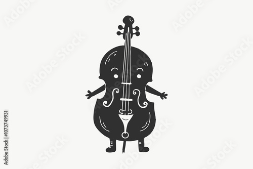 vector silhouettes of violins with and without bows, suitable for use in a wide variety of design projects