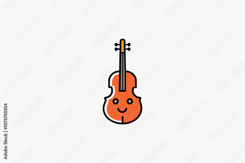 Naklejka premium Meeting of cute violin and cello. In cartoon style. Isolated on white background. Vector illustration.