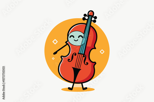 Meeting of cute violin and cello. In cartoon style. Isolated on white background. Vector illustration.