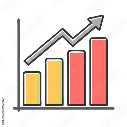 Growth chart showing increasing profits or sales in a modern flat design with copy space