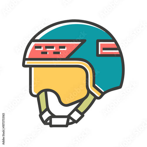 Colorful hockey helmet in flat design style 