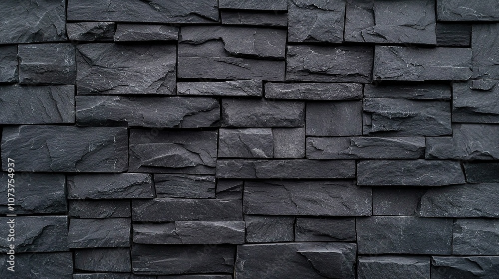 A wall of black slate blocks, varied shapes & sizes, with an umbrella centered in the shot A wall of black slate blocks, varied shapes & sizes, with an umbrella centered in the shot