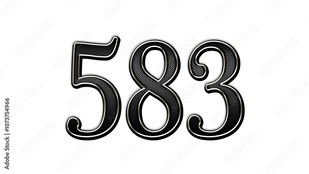 black metal 3d design of number 583 on white background. black metal 3d design of number 583 on white background.