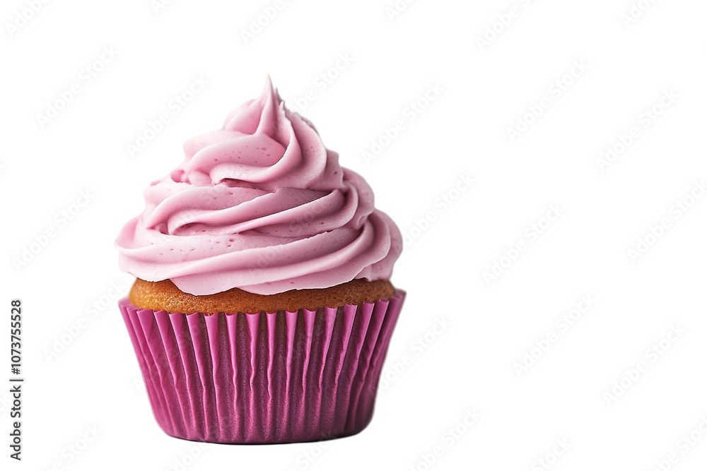 A pink cupcake with pink frosting and pink sprinkles. on transparent background. A pink cupcake with pink frosting and pink sprinkles. on transparent background.
