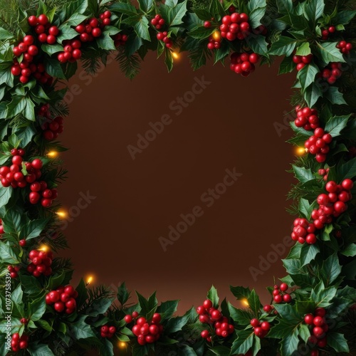 Holly frame from the floral frames series frame christmas isolated