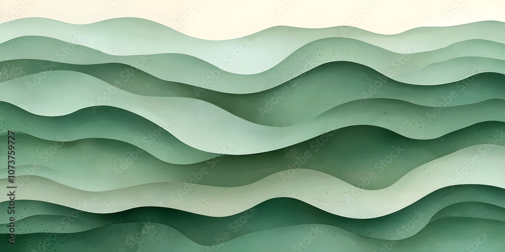 An abstract design featuring soft, wavy layers in varying shades of green, creating a calming and harmonious visual effect. Perfect for nature-inspired themes. An abstract design featuring soft, wavy layers in varying shades of green, creating a calming and harmonious visual effect. Perfect for nature-inspired themes.