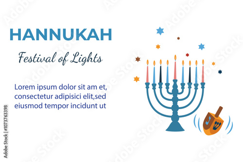 Hanukkah.Traditional Jewish festival of light.Background for banner ,poster, web design. Vector illustration on a white