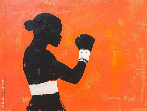 Black female boxer with hand wraps isolated on a vibrant red background prepares for a fight showcasing athleticism and readiness for martial arts and self defense