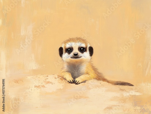 Wallpaper Mural Adorable baby meerkat resting on the sand Torontodigital.ca