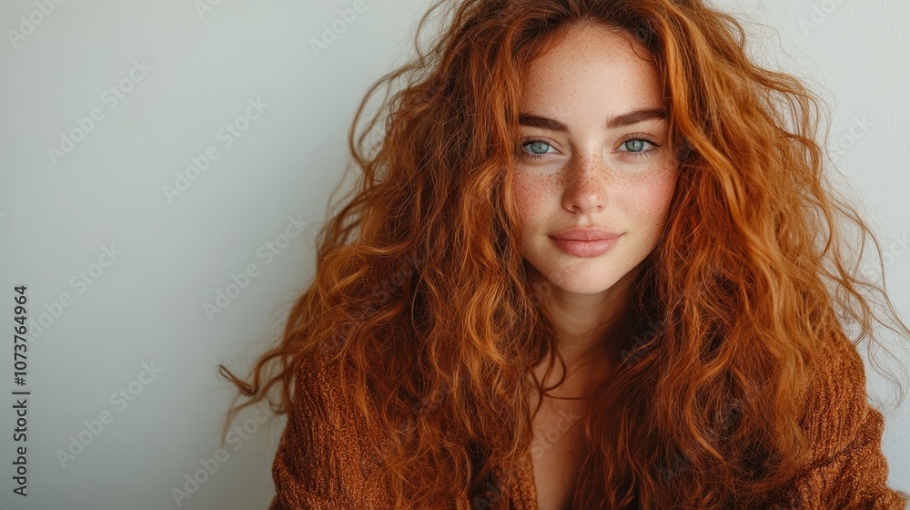 Red-haired woman in a cozy sweater, looking intently at the camera in a relaxed setting, exuding confidence and comfort in her natural appearance. Red-haired woman in a cozy sweater, looking intently at the camera in a relaxed setting, exuding confidence and comfort in her natural appearance.