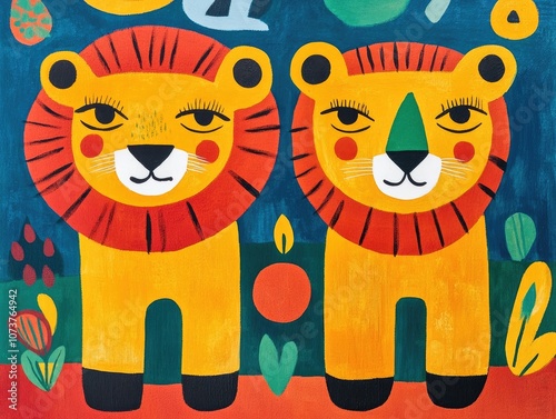 Adorable pair of lions