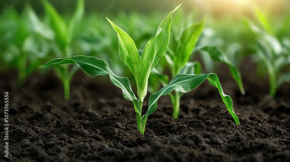 An exquisite view of vibrant corn plants thriving in fertile, lush fields during daylight, showcasing the beauty of agricultural abundance and natural vitality. An exquisite view of vibrant corn plants thriving in fertile, lush fields during daylight, showcasing the beauty of agricultural abundance and natural vitality.