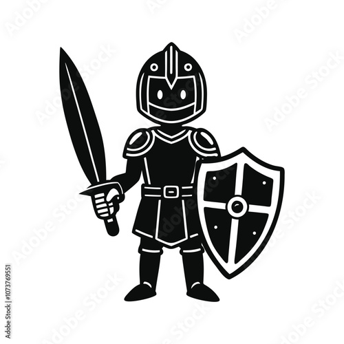 cute armored knight with sword and shield