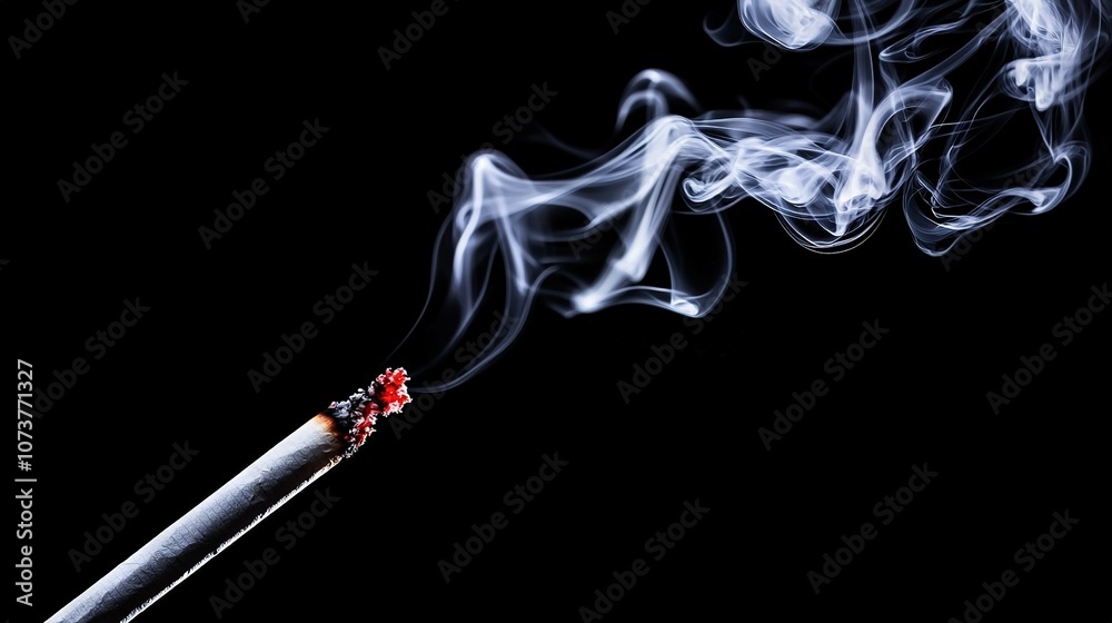 A matchstick's close-up on black, with smoke escaping from the top A matchstick's close-up on black, with smoke escaping from the top