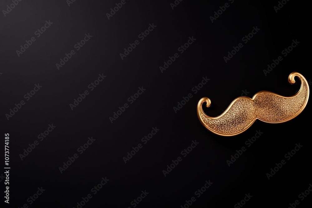 Fototapeta premium Elegant golden mustache decorative piece on a dark background, symbolizing style and sophistication.