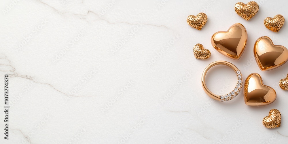 Elegant wedding ring surrounded by shiny hearts, perfect for romantic and engagement themes. Elegant wedding ring surrounded by shiny hearts, perfect for romantic and engagement themes.