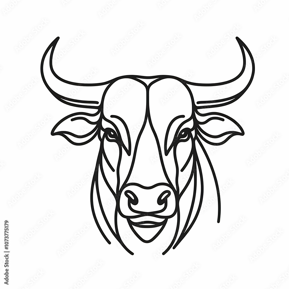 Minimalist Line Art of a Bull's Face with Prominent Horns and Clean Outline
Minimalist Line Art of a Bull's Face with Prominent Horns and Clean Outline
