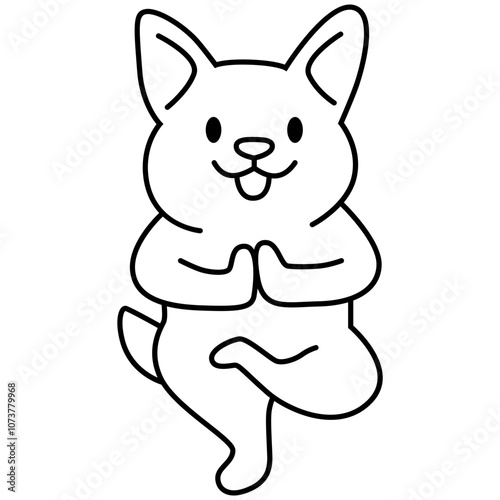 Corgi puppy yoga pose