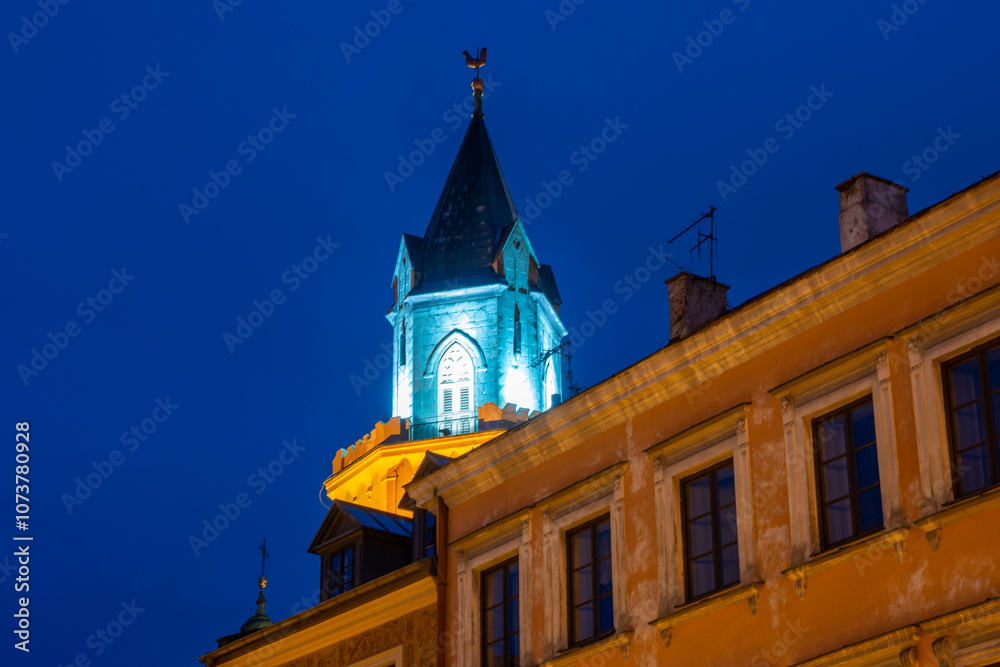 The Old Town in Lublin at night. Poland The Old Town in Lublin at night. Poland