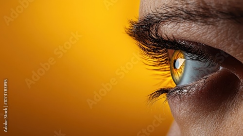 A stunning close-up shot of an eye showcasing vibrant colors and fine details, demonstrating the beauty and complexity of the human gaze with artistic flair.