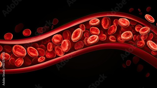 Cross-section of an artery showing significant blockage due to fat deposits, emphasizing risks of restricted blood flow.
