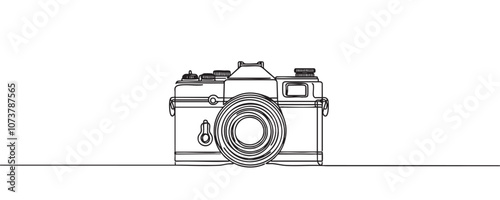 Photo camera one line. photographer camera. Vector illustration in minimalist style