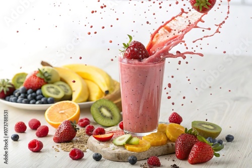 Farbreicher Smoothie mit frischem Obst – Perfekte Kombination aus Geschmack und Gesundheit