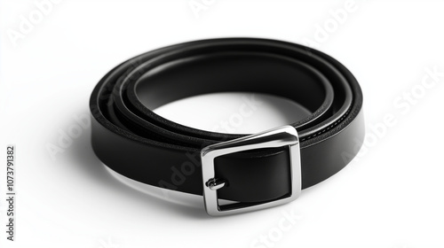 black leather belt isolated on white