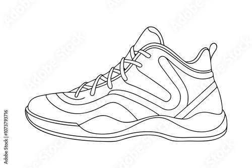 Basketball Shoes Line Drawing Outline Icon - Minimalist Flat Style Illustration