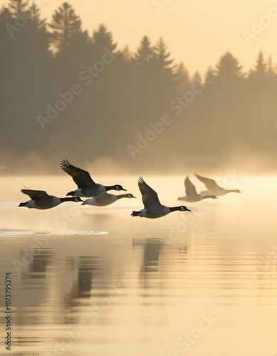 birds on the lake