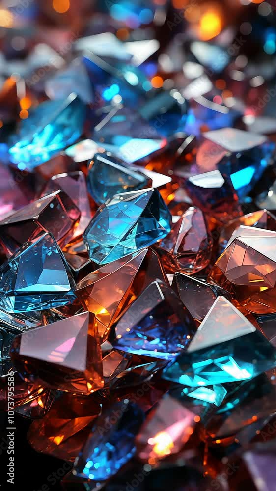 Sparkling gemstones cascading in mesmerizing colorful symphony Sparkling gemstones cascading in mesmerizing colorful symphony