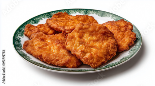 Plate of Crispy Golden Fried Chicken Schnitzel, Perfect for Comfort Food Lovers and Casual Dining