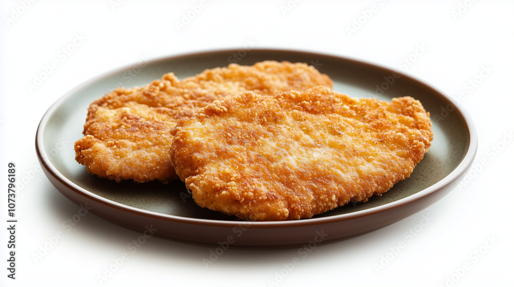 Golden Brown Breaded Chicken Cutlets on Plate, Perfect for Comfort Food and Family Meals Golden Brown Breaded Chicken Cutlets on Plate, Perfect for Comfort Food and Family Meals
