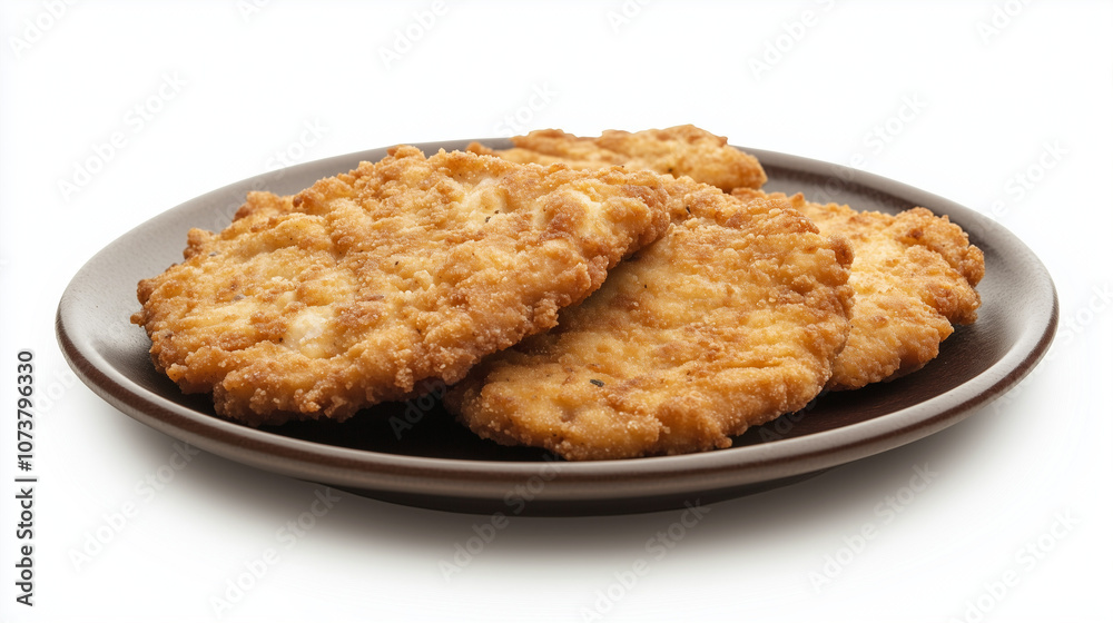 Golden Brown Breaded Chicken Patties on Plate, Ideal for Sandwiches and Comfort Meals Golden Brown Breaded Chicken Patties on Plate, Ideal for Sandwiches and Comfort Meals