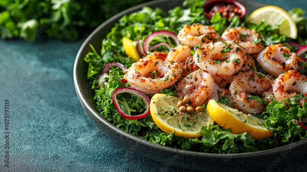 Vibrant Fried Calamari Platter with Fresh Ingredients Vibrant Fried Calamari Platter with Fresh Ingredients
