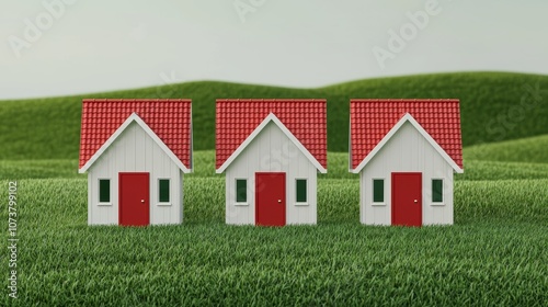 Houses on Green Hills with Red Roofs