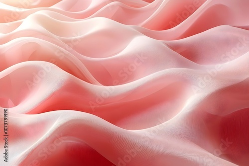 A mesmerizing wave pattern in soft shades of pink and white, evoking a sense of tranquility and fluidity, perfect for background design or abstract art.