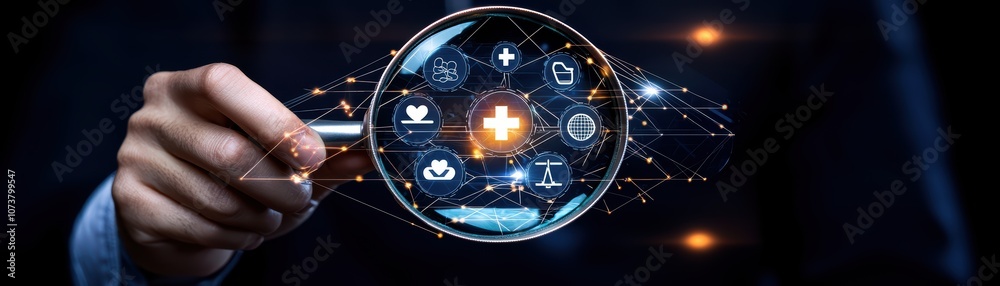 A close-up of a hand holding a magnifying glass with digital icons, symbolizing technology and innovation in analysis and research. A close-up of a hand holding a magnifying glass with digital icons, symbolizing technology and innovation in analysis and research.