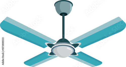 Blue ceiling fan providing a cooling airflow, perfect for hot summer days
