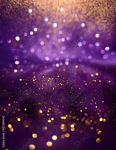royal purple background with sparkling gold glitter bokeh