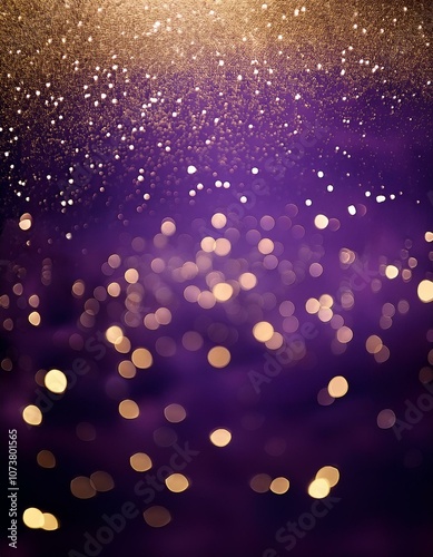 royal purple background with sparkling gold glitter bokeh