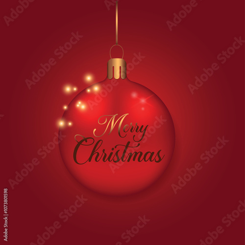 red christmas ball with sparkles