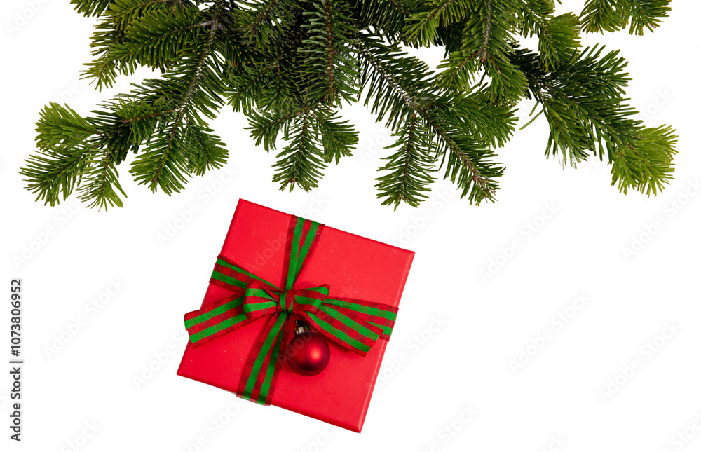 Christmas tree and gift isolated on white transparent, Xmas present and season holiday decoration Christmas tree and gift isolated on white transparent, Xmas present and season holiday decoration