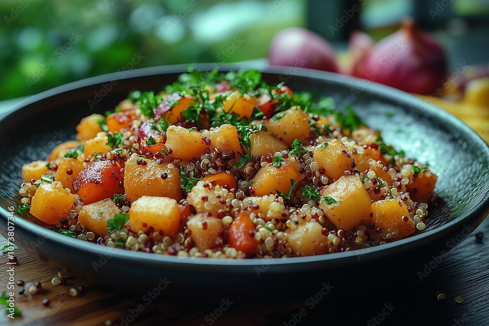 Warm Quinoa Salad with Roasted Root Vegetables and Herbs Warm Quinoa Salad with Roasted Root Vegetables and Herbs