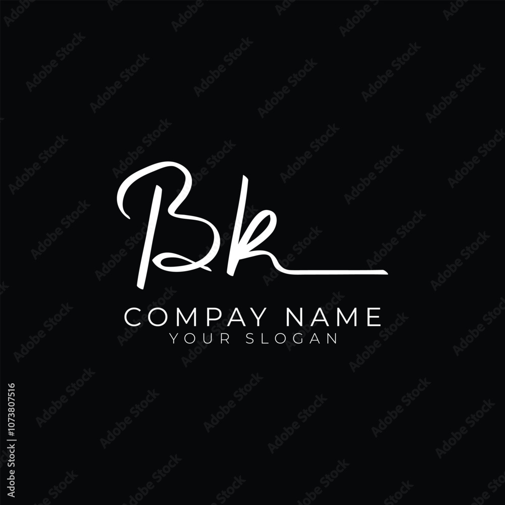 handwriting letter BK signature monogram logo design handwriting letter BK signature monogram logo design