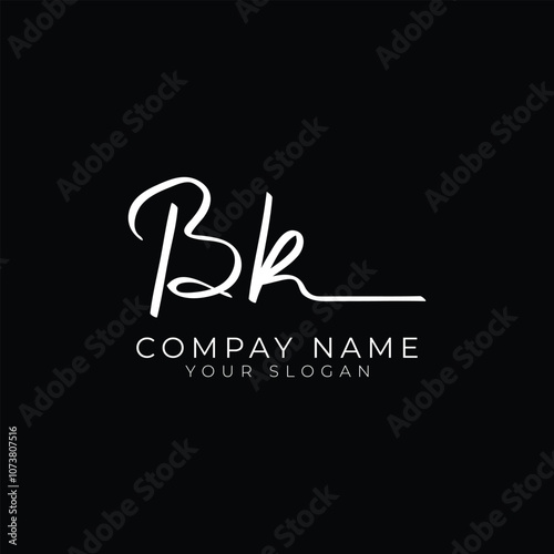 handwriting letter BK signature monogram logo design photo