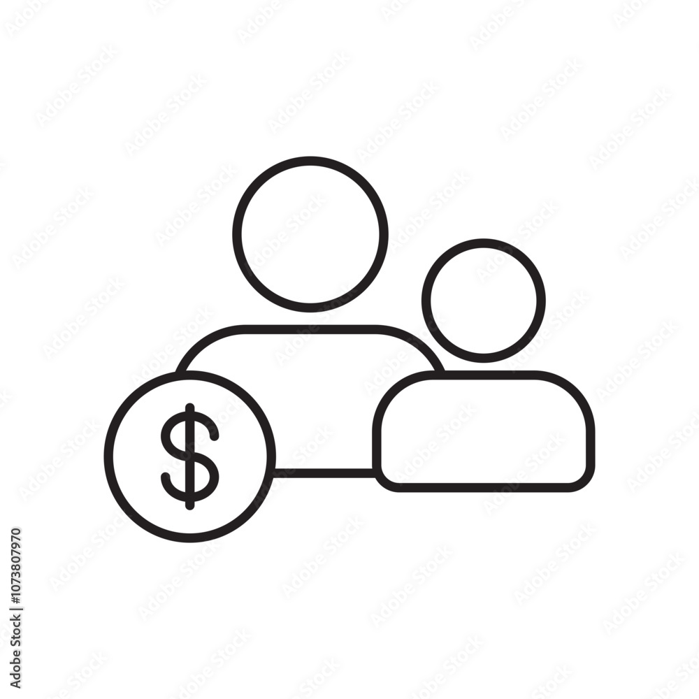 Family Payment Icon with Group of People and Dollar Sign for Family Transfers Family Payment Icon with Group of People and Dollar Sign for Family Transfers